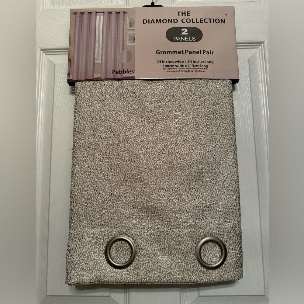 The Diamond Collection Pebbles Taupe Grommet Panel Pair 74” x 84” NEW